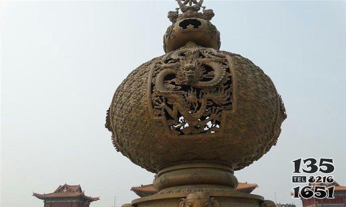 龙寺庙铜浮雕香炉图片
