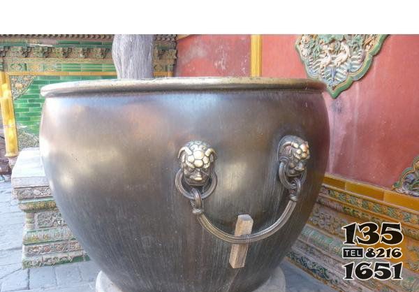 铜雕寺庙水缸雕塑图片