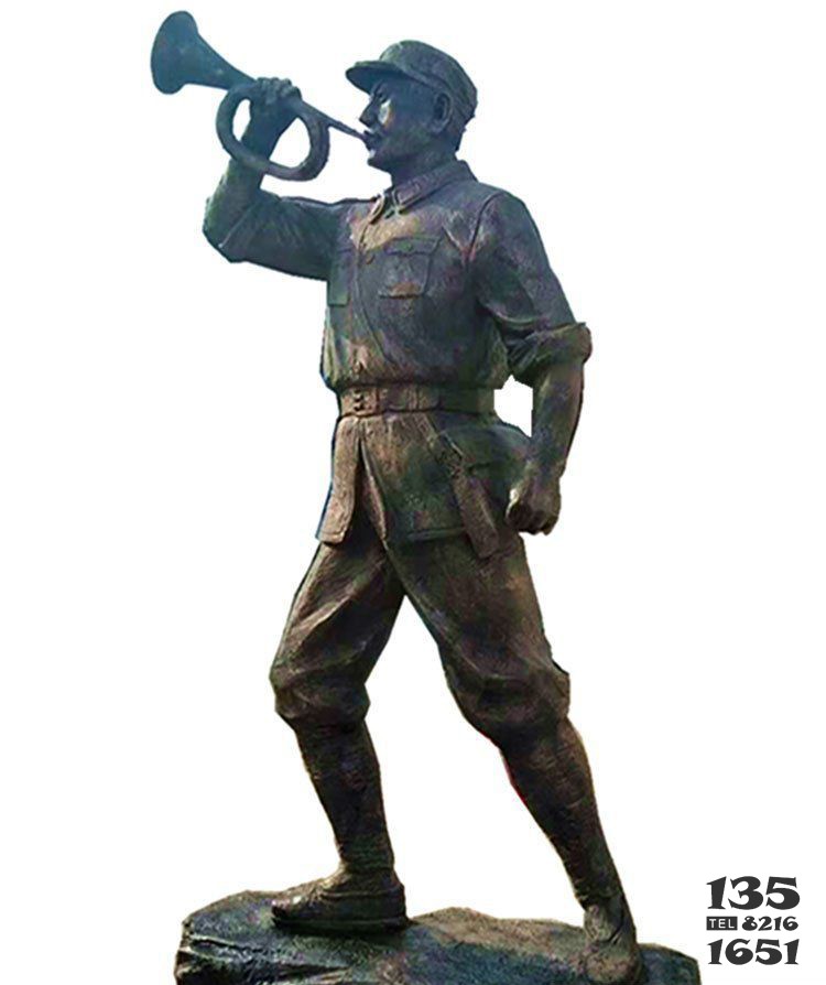 吹集结号战士铜雕图片