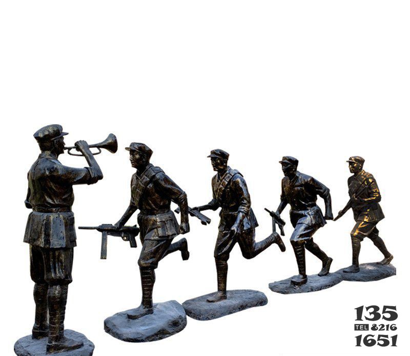 红军冲锋铜雕图片