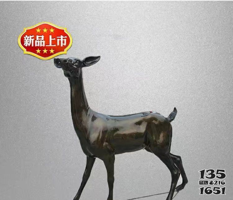 小鹿玻璃钢仿铜动物雕塑图片