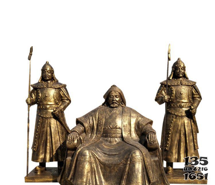 成吉思汗和士兵铜雕图片