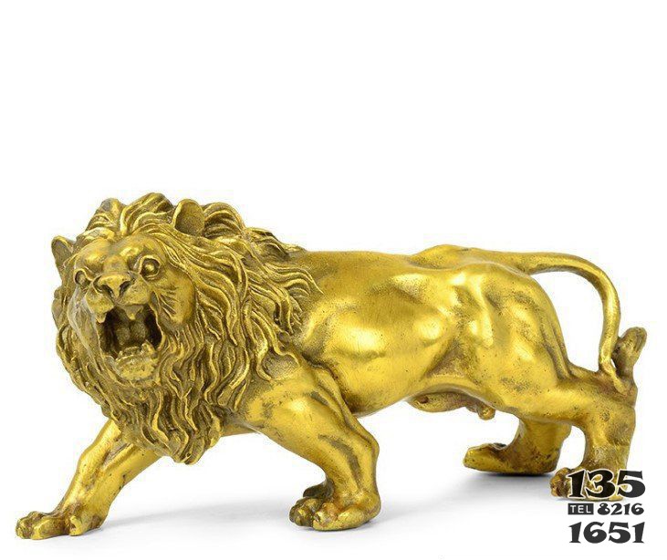 公园动物黄铜狮子铜雕塑图片
