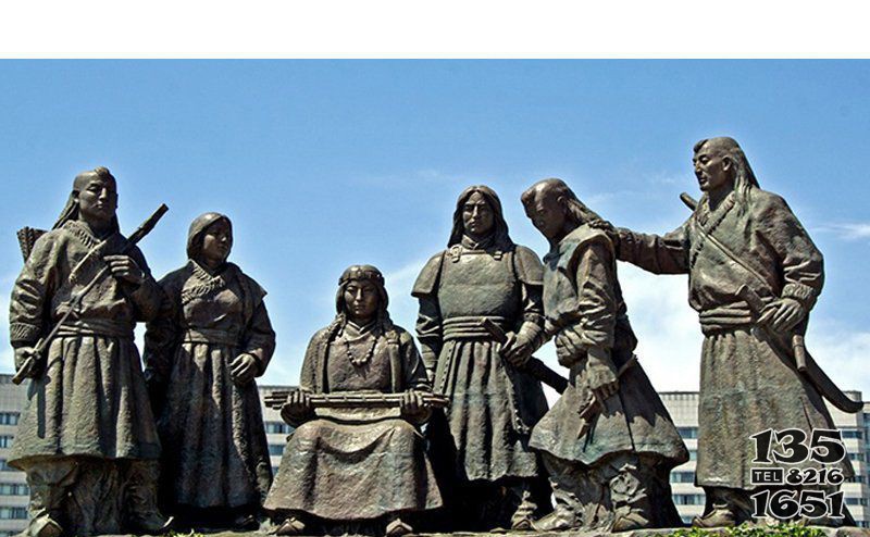 广场铜雕少数民族人物雕塑图片