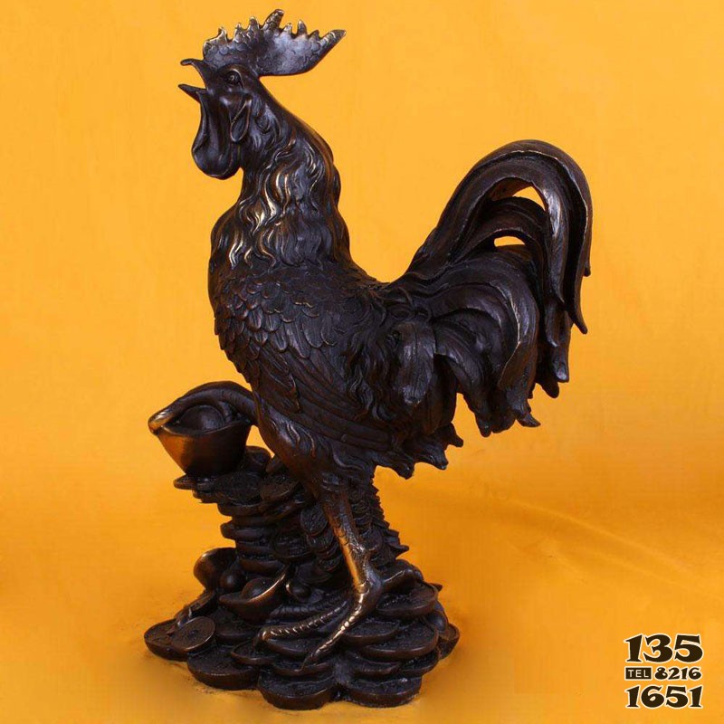 室内展示台装饰铸铜公鸡雕塑摆件定制图片