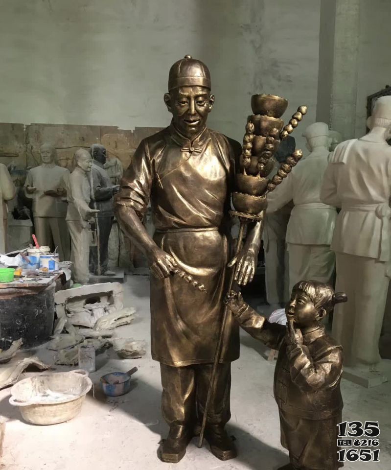 卖糖葫芦人物铜雕塑图片