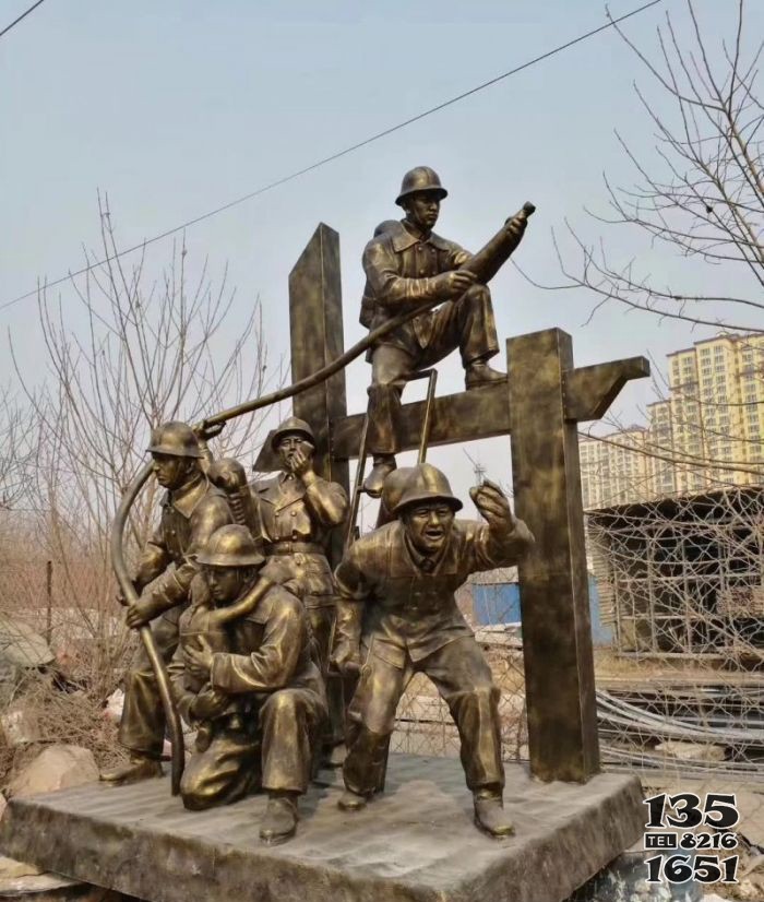 消防战士人物铜雕图片