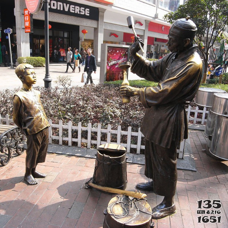 铜雕集市小孩打香油雕塑商场门口雕塑摆件图片
