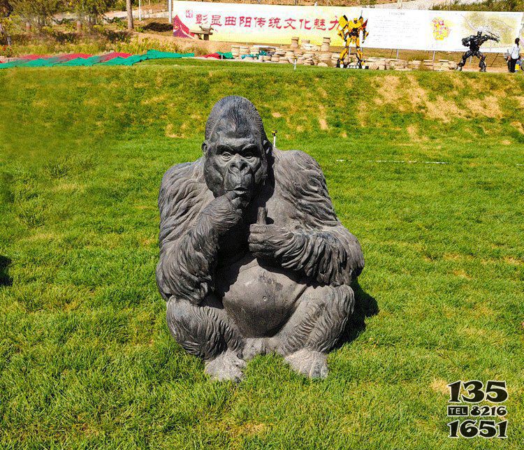 公园铜雕田园猩猩动物雕塑图片