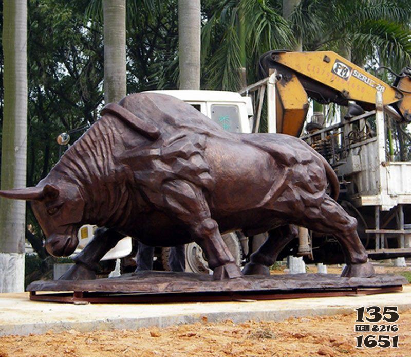紫铜大型耕牛摆件铜雕园林动物雕塑图片