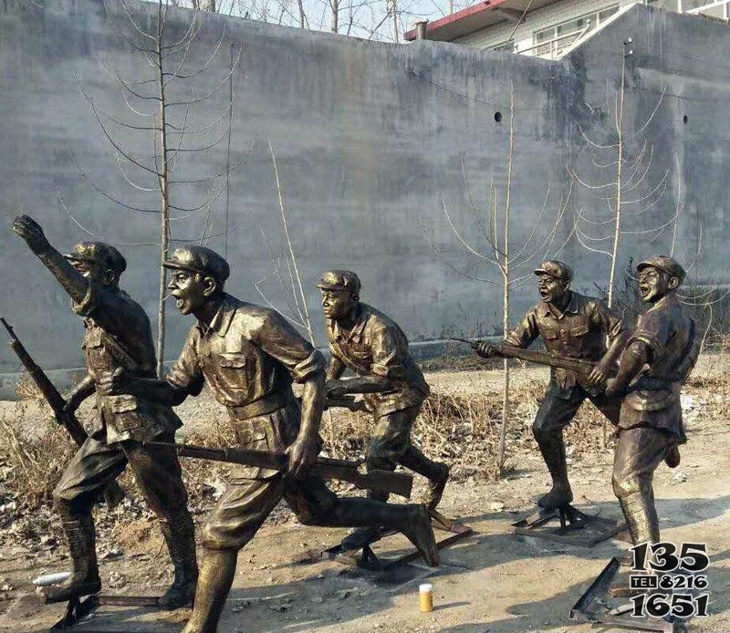 公园人物解放军冲锋铜雕图片