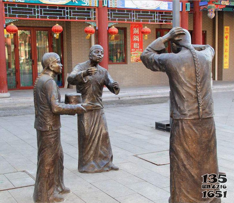 铜雕商业街民俗小品人物雕塑图片